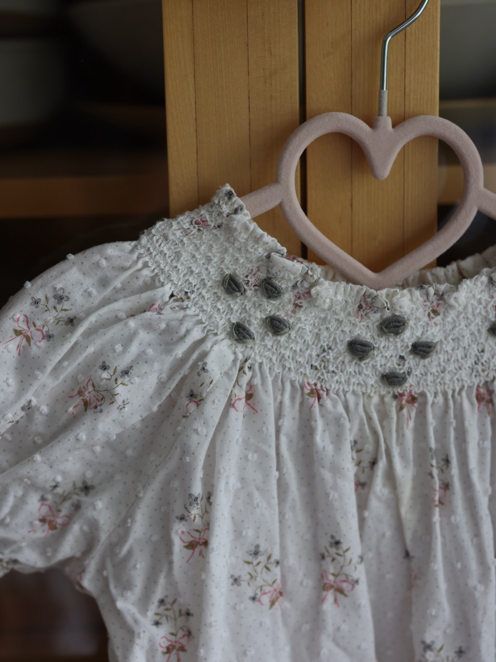 Baby Girls White Floral Smocked Bodysuit